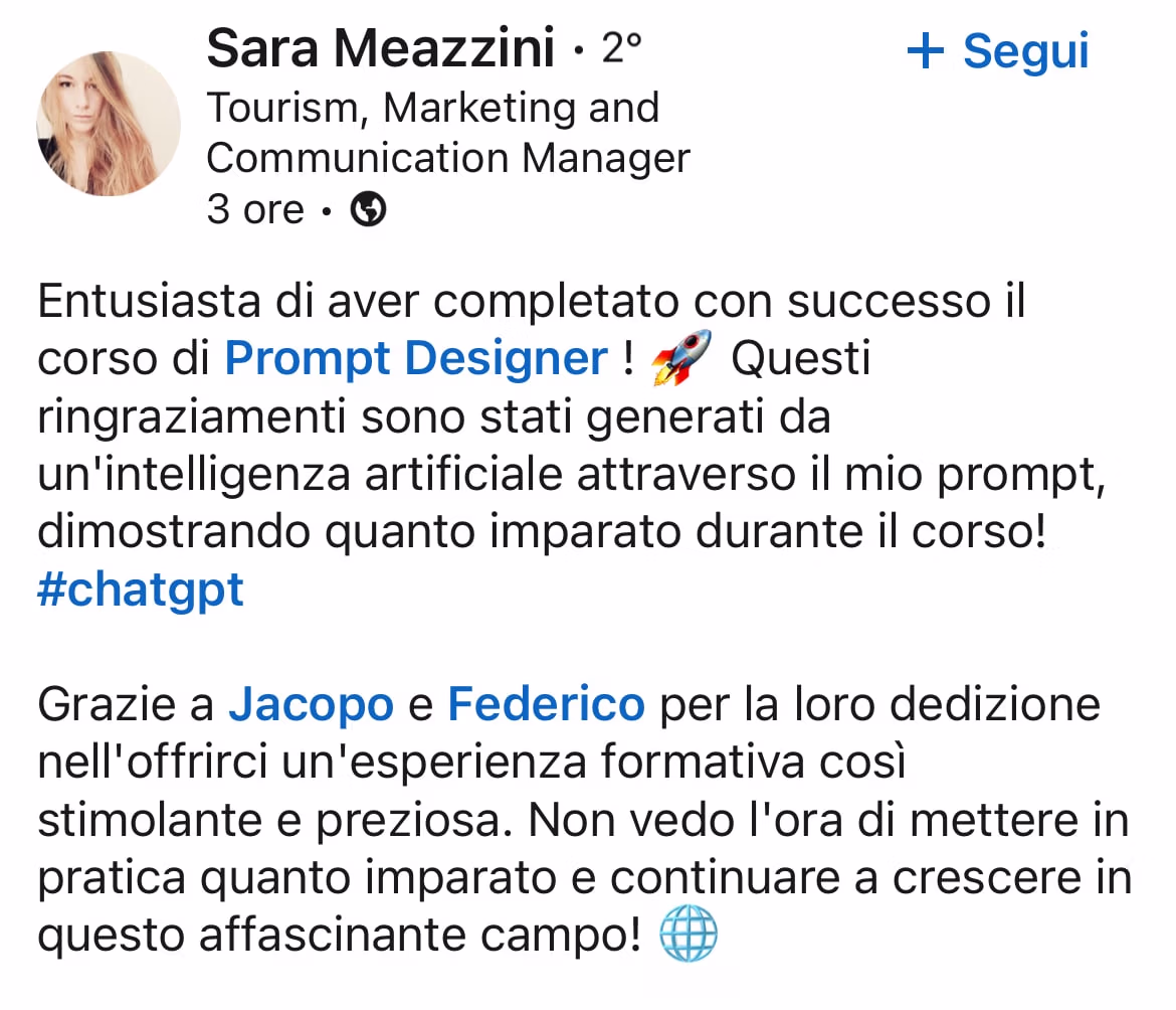 Feedback 122 di uno studente del corso Prompt, Chi Parla?