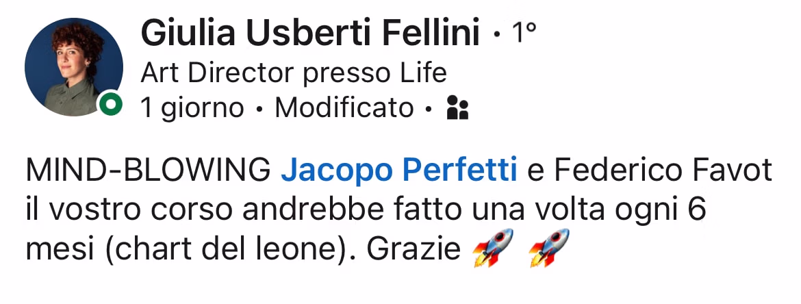 Feedback 115 di uno studente del corso Prompt, Chi Parla?