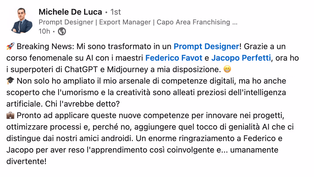 Feedback 109 di uno studente del corso Prompt, Chi Parla?