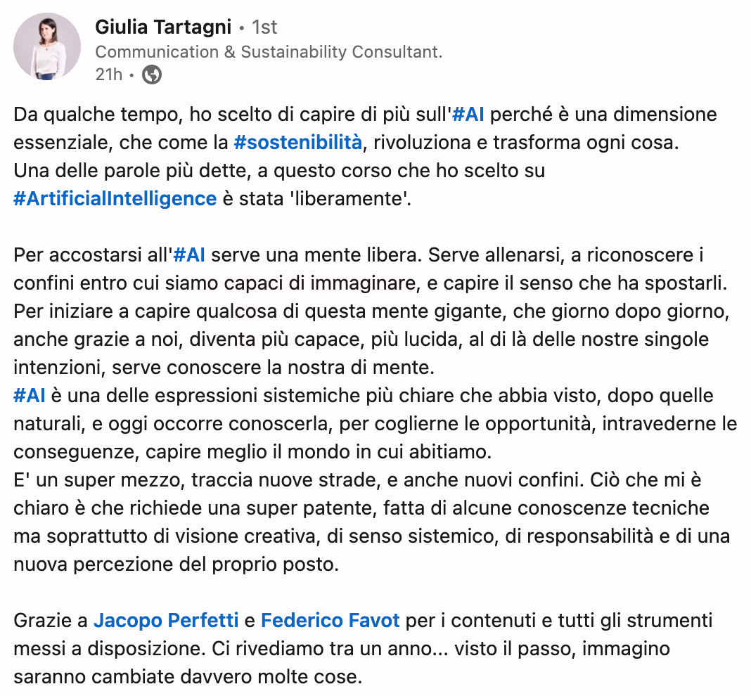 Feedback 104 di uno studente del corso Prompt, Chi Parla?