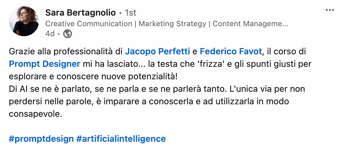 Feedback 103 di uno studente del corso Prompt, Chi Parla?