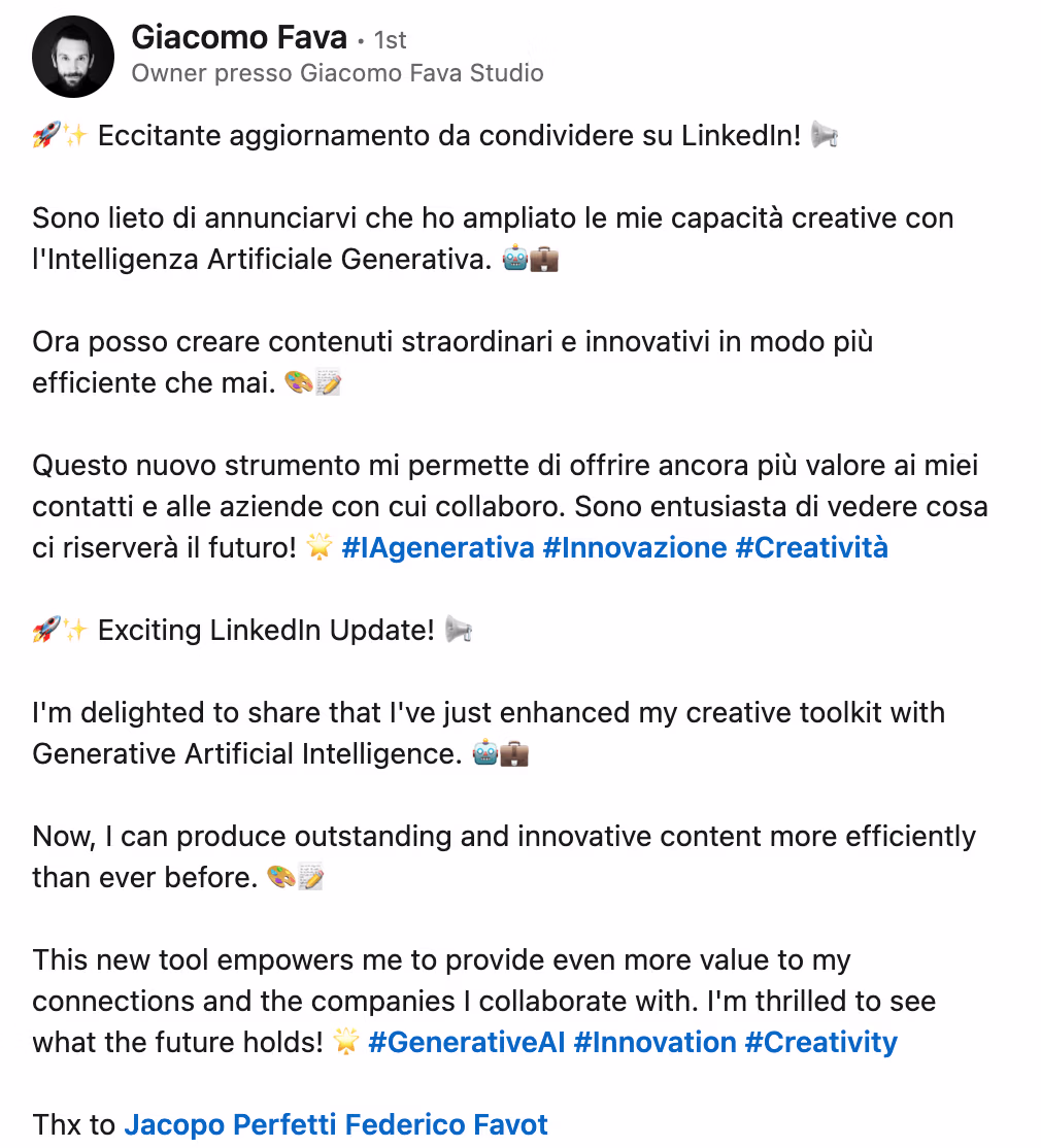 Feedback 167 di uno studente del corso Prompt, Chi Parla?