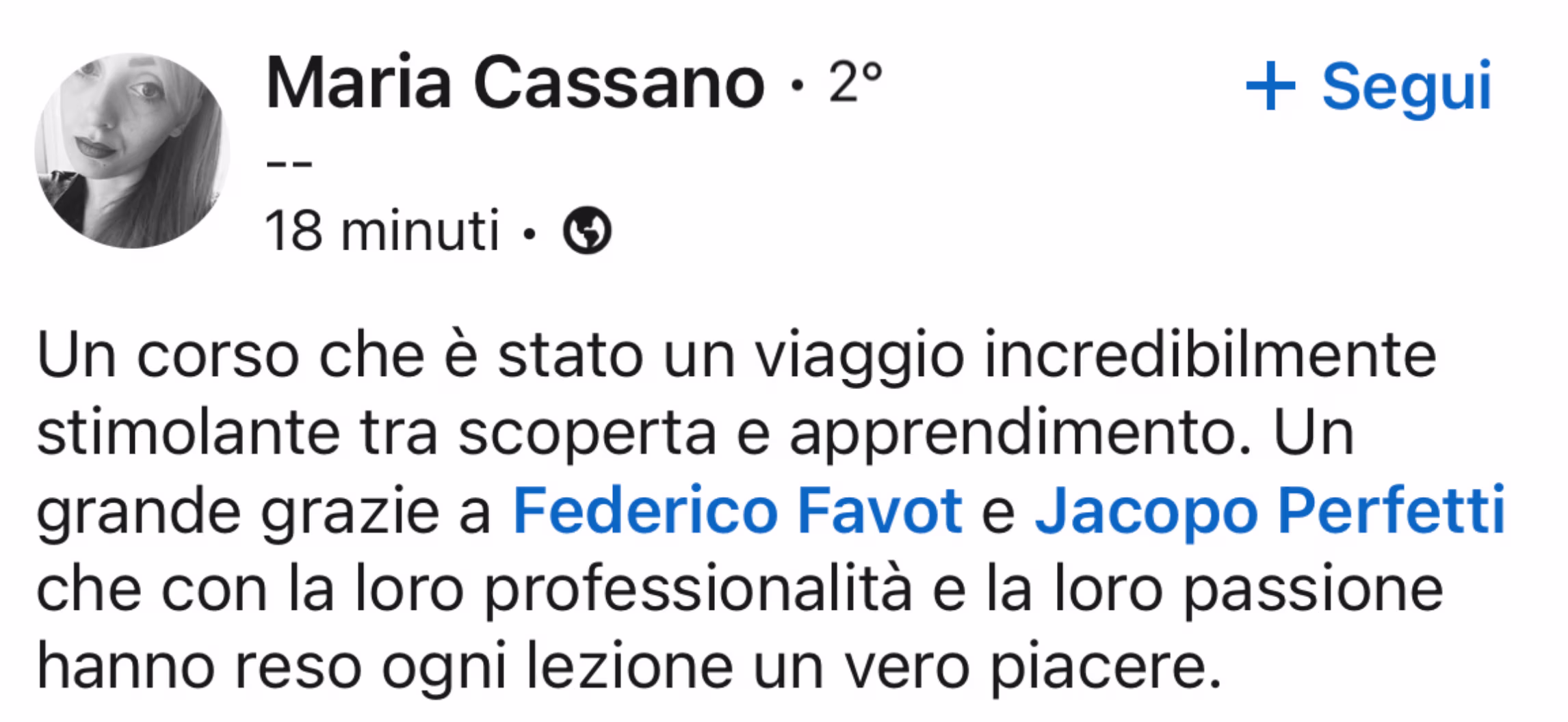 Feedback 80 di uno studente del corso Prompt, Chi Parla?