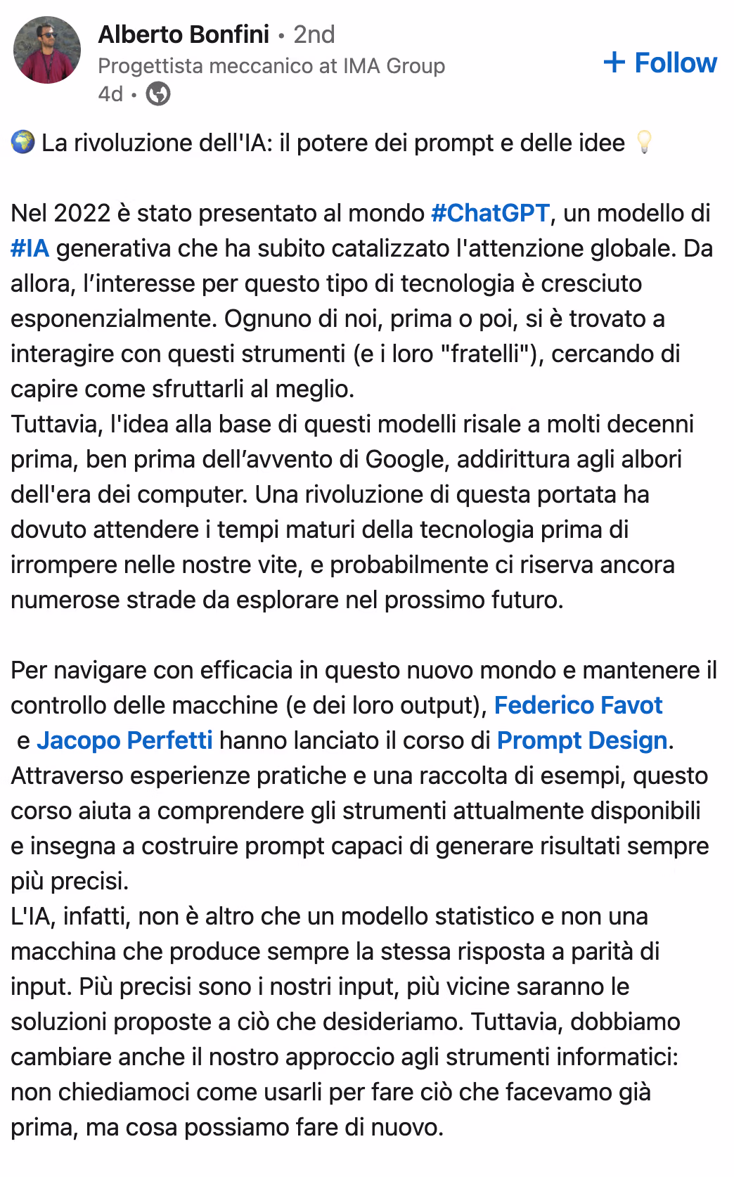 Feedback 63 di uno studente del corso Prompt, Chi Parla?