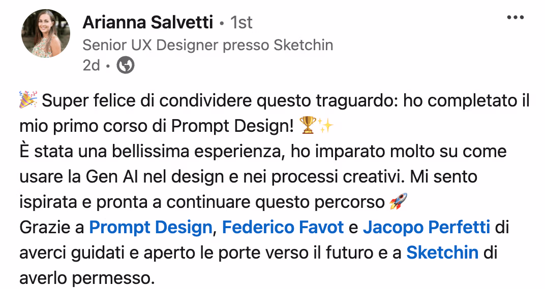 Feedback 57 di uno studente del corso Prompt, Chi Parla?
