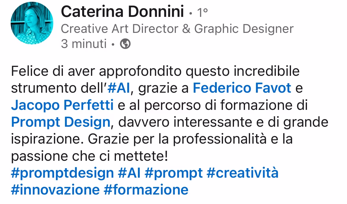 Feedback 46 di uno studente del corso Prompt, Chi Parla?