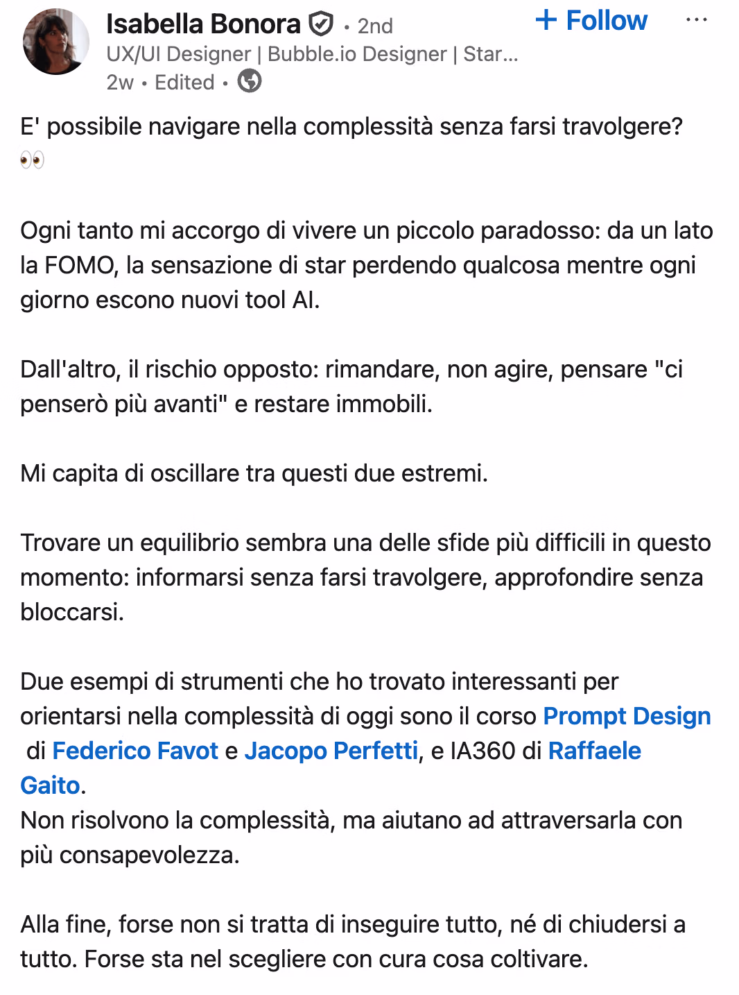 Feedback 24 di uno studente del corso Prompt, Chi Parla?