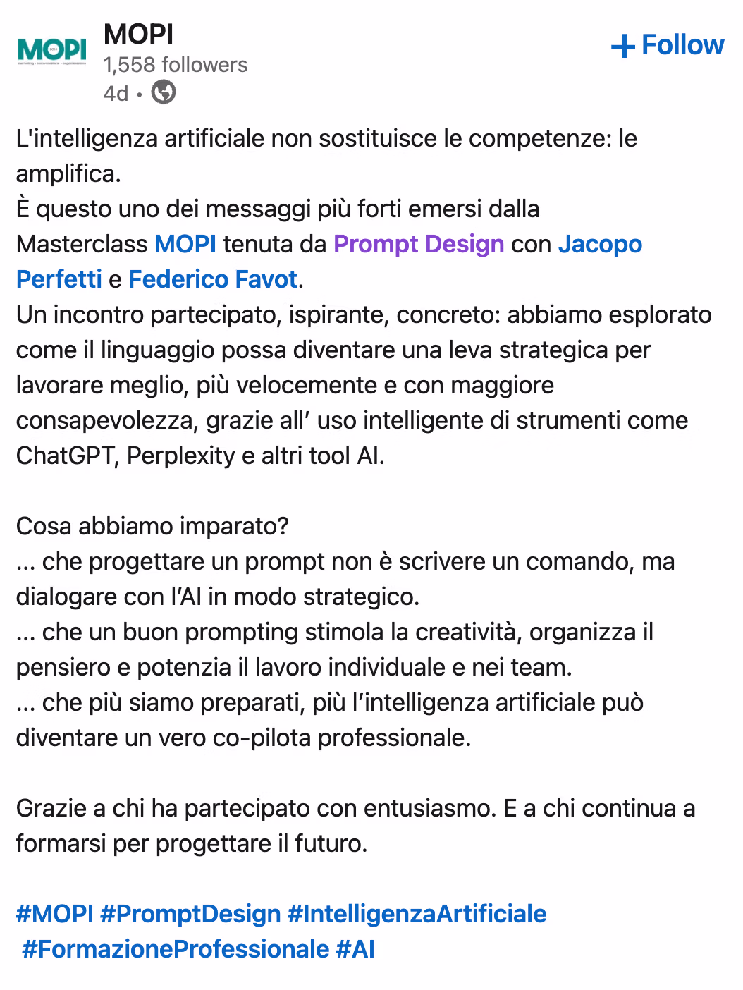 Feedback 19 di uno studente del corso Prompt, Chi Parla?