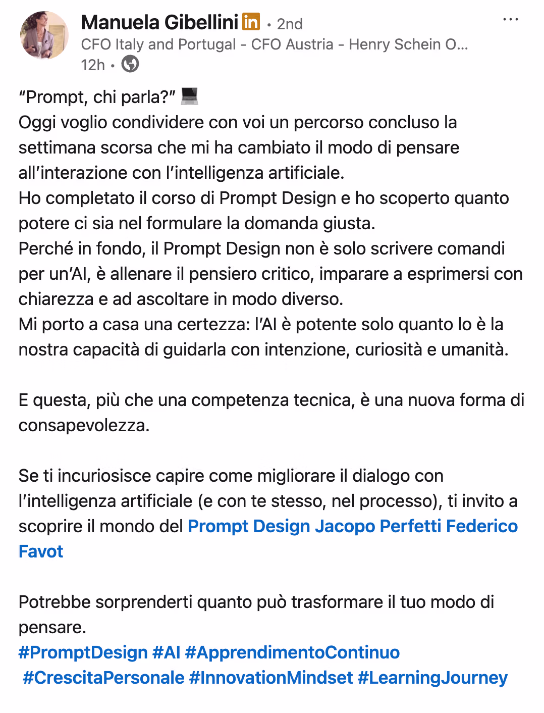 Feedback 17 di uno studente del corso Prompt, Chi Parla?