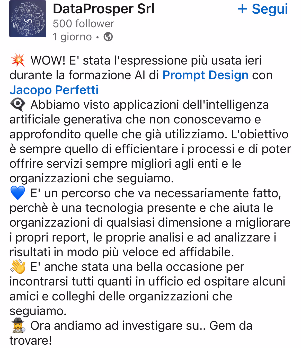 Feedback 6 di uno studente del corso Prompt, Chi Parla?