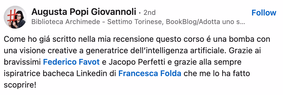 Feedback 183 di uno studente del corso Prompt, Chi Parla?