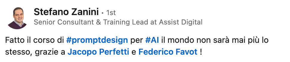 Feedback 186 di uno studente del corso Prompt, Chi Parla?