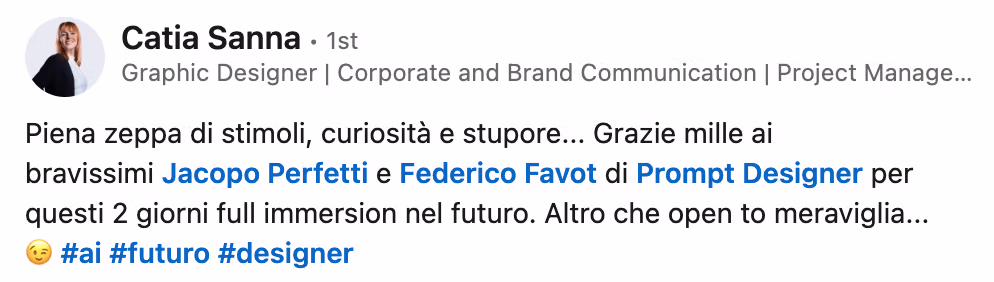 Feedback 187 di uno studente del corso Prompt, Chi Parla?