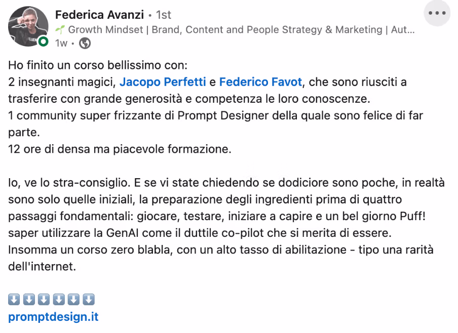 Feedback 194 di uno studente del corso Prompt, Chi Parla?