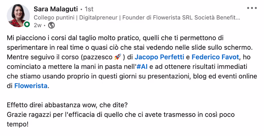 Feedback 196 di uno studente del corso Prompt, Chi Parla?