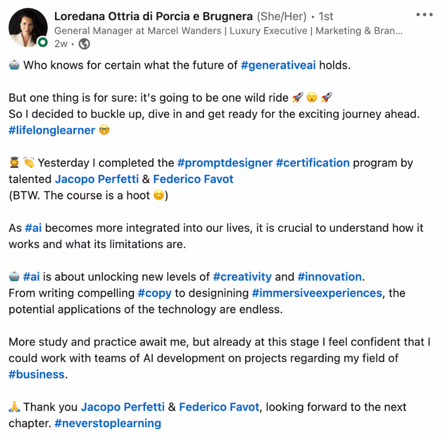Feedback 201 di uno studente del corso Prompt, Chi Parla?