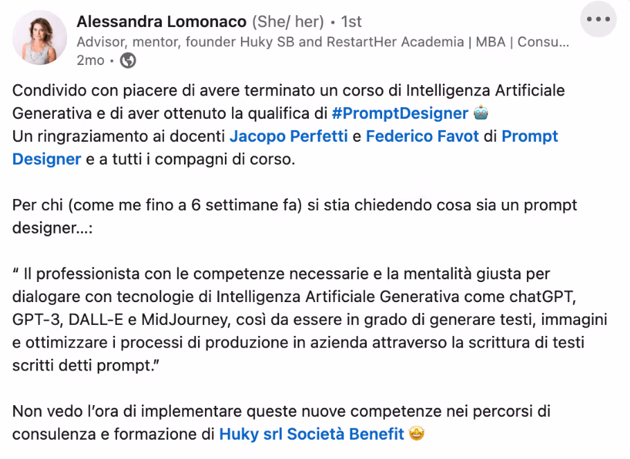 Feedback 207 di uno studente del corso Prompt, Chi Parla?