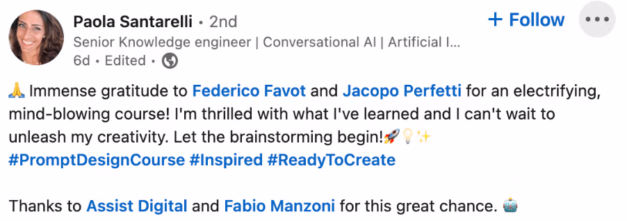 Feedback 209 di uno studente del corso Prompt, Chi Parla?