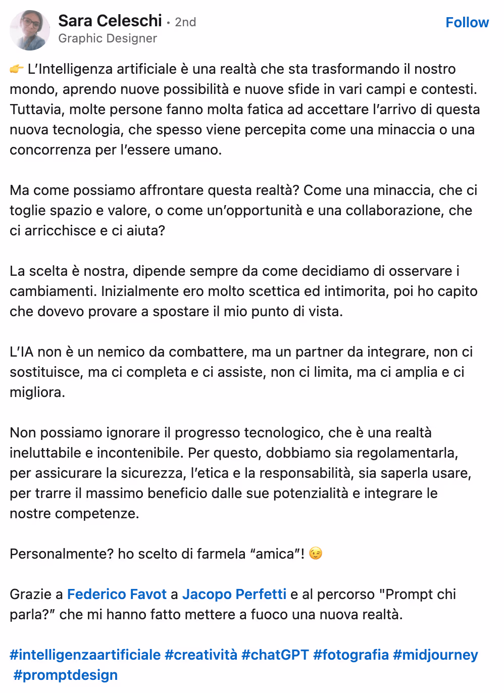 Feedback 158 di uno studente del corso Prompt, Chi Parla?