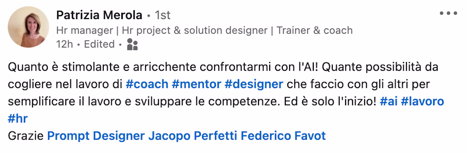 Feedback 213 di uno studente del corso Prompt, Chi Parla?