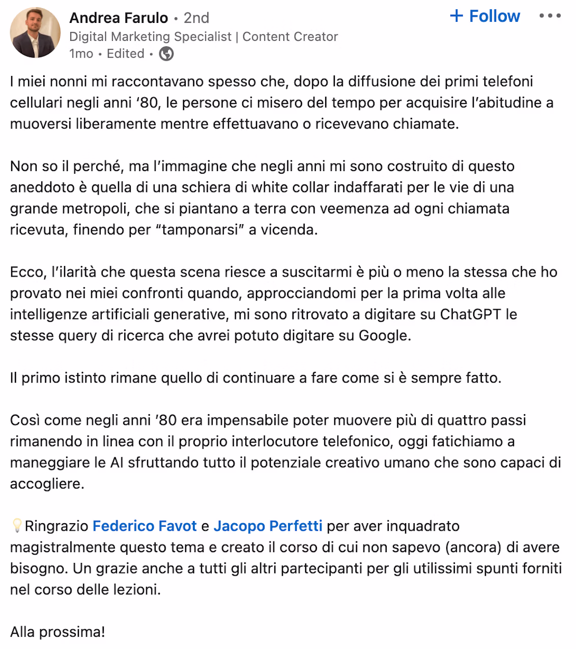 Feedback 217 di uno studente del corso Prompt, Chi Parla?