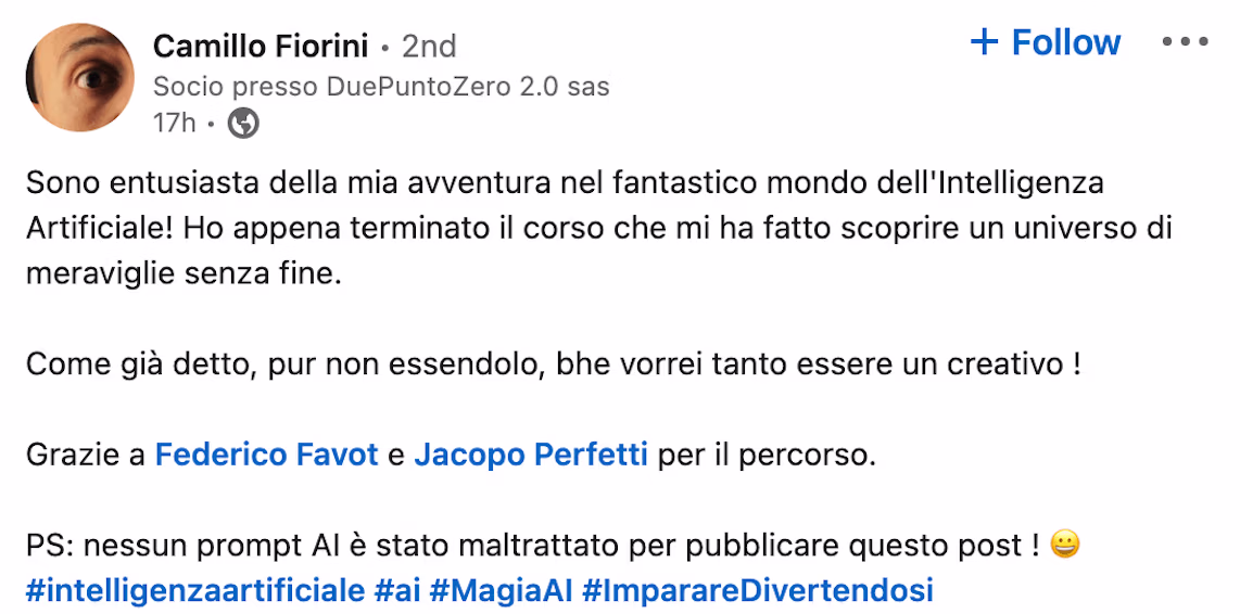 Feedback 221 di uno studente del corso Prompt, Chi Parla?