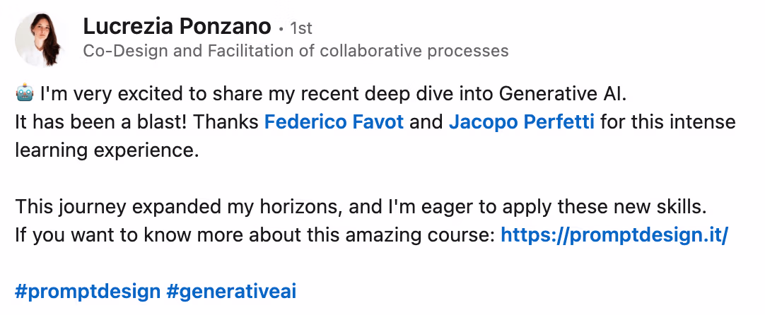 Feedback 144 di uno studente del corso Prompt, Chi Parla?