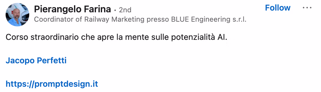 Feedback 146 di uno studente del corso Prompt, Chi Parla?