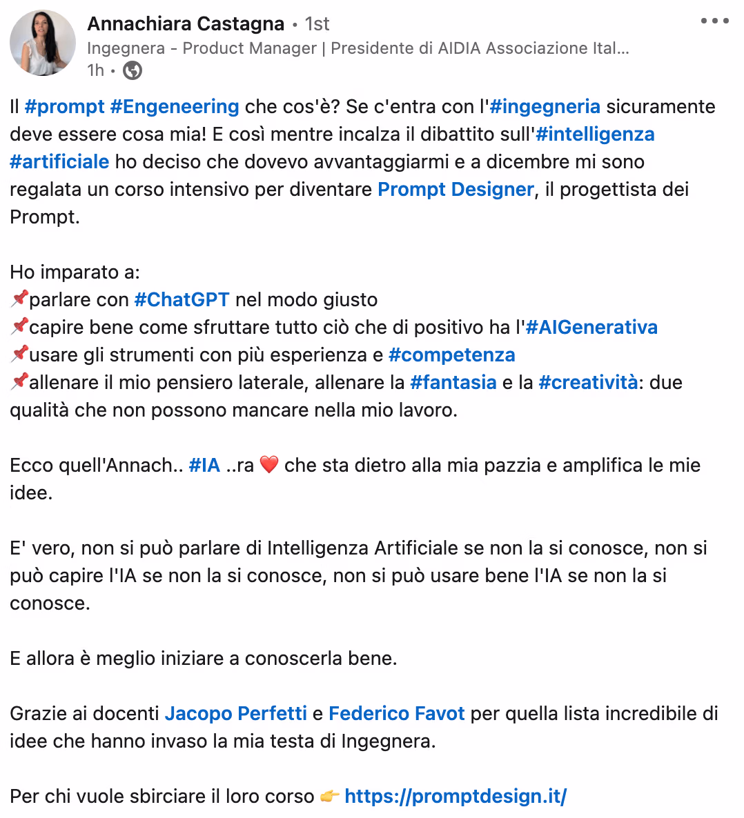 Feedback 152 di uno studente del corso Prompt, Chi Parla?