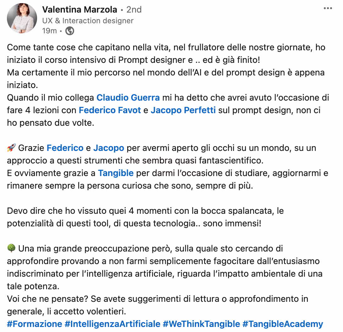 Feedback 139 di uno studente del corso Prompt, Chi Parla?