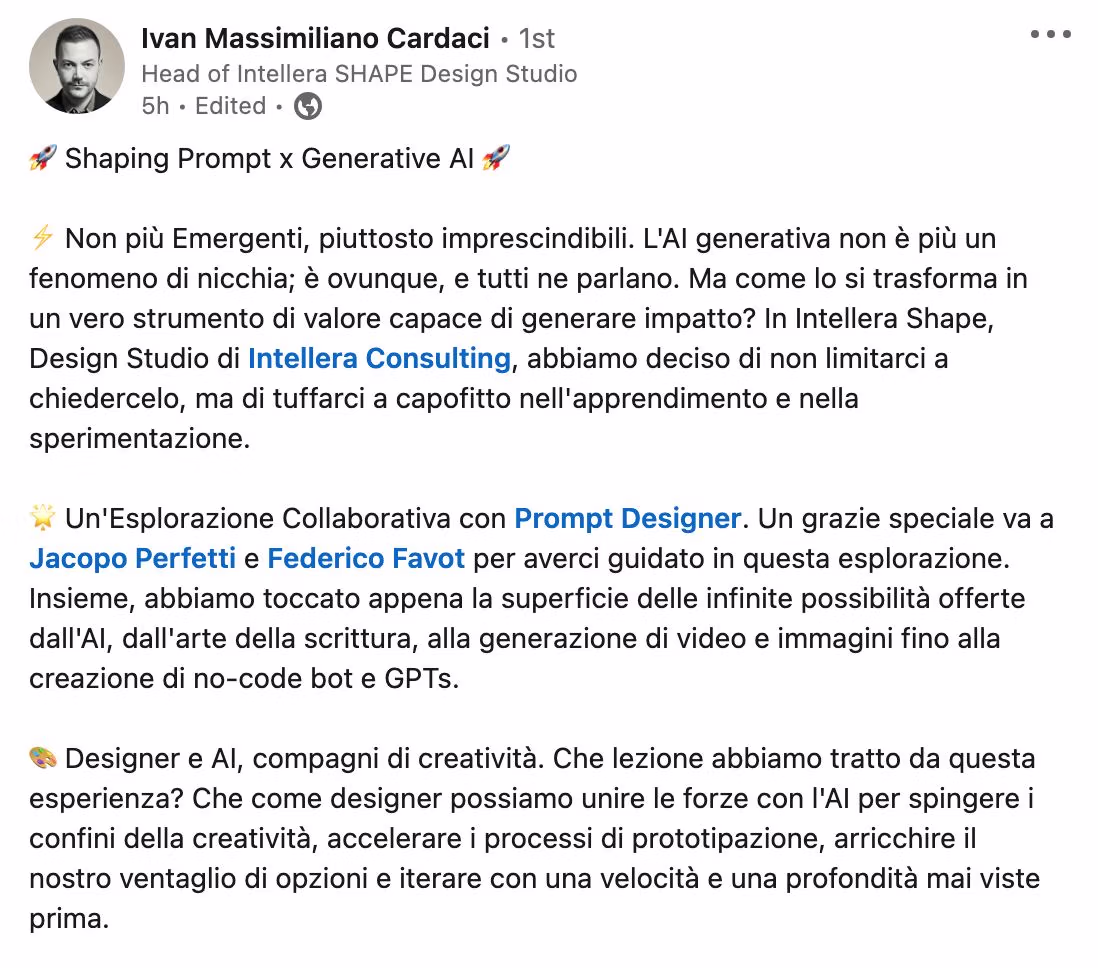 Feedback 131 di uno studente del corso Prompt, Chi Parla?