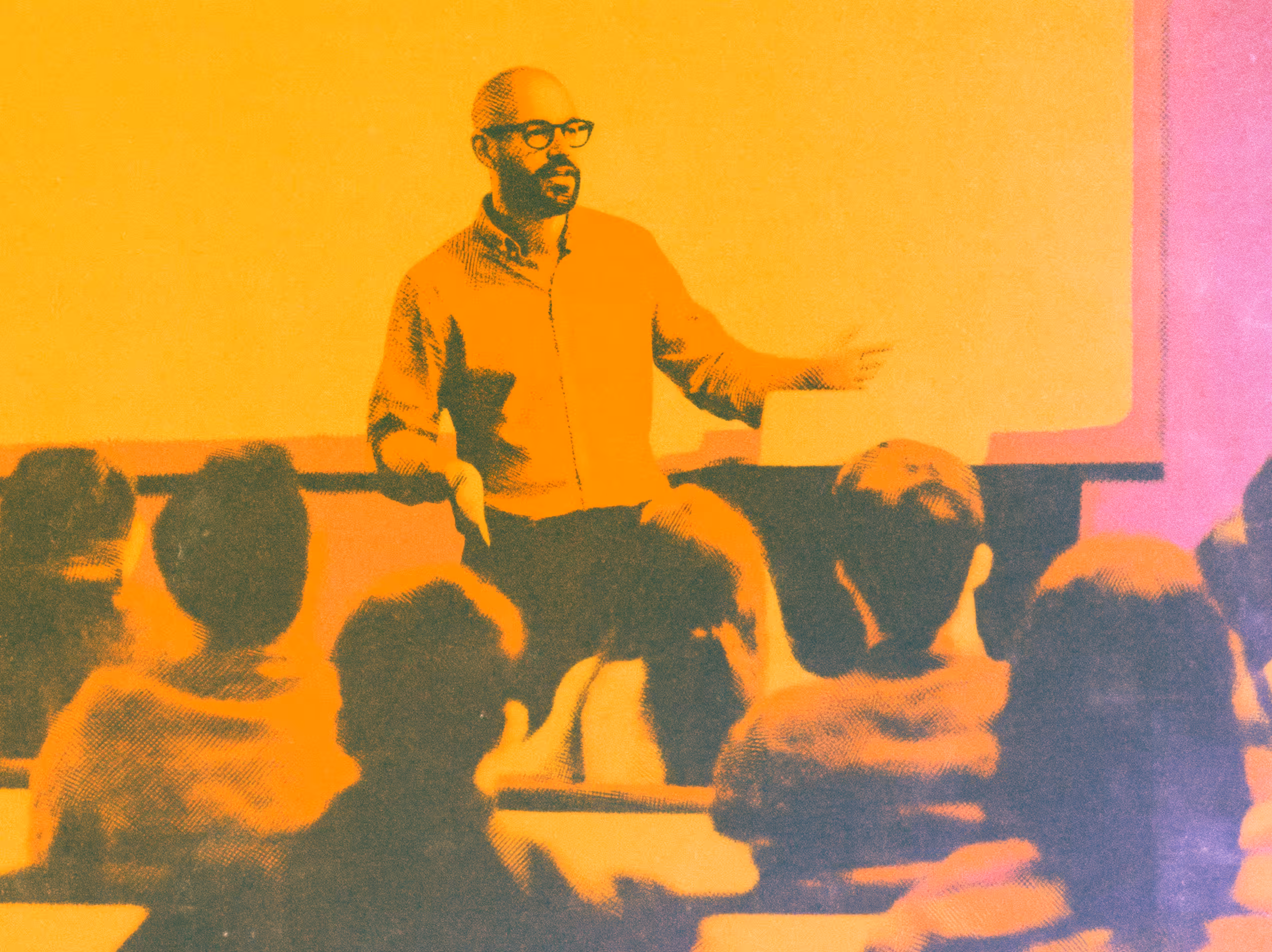 Jacopo Perfetti durante una lezione in aula