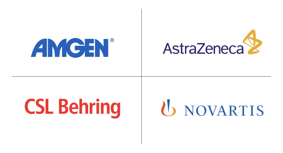 Amgen, AstraZeneca, CSL Behring, Novartis